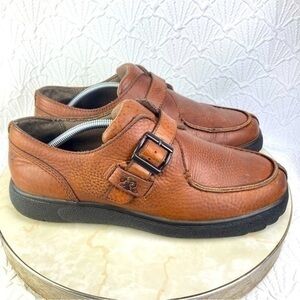 Vintage Rocky Shoes Mens Size 11 Brown Pebble Grain Leather Monk Strap Split Toe